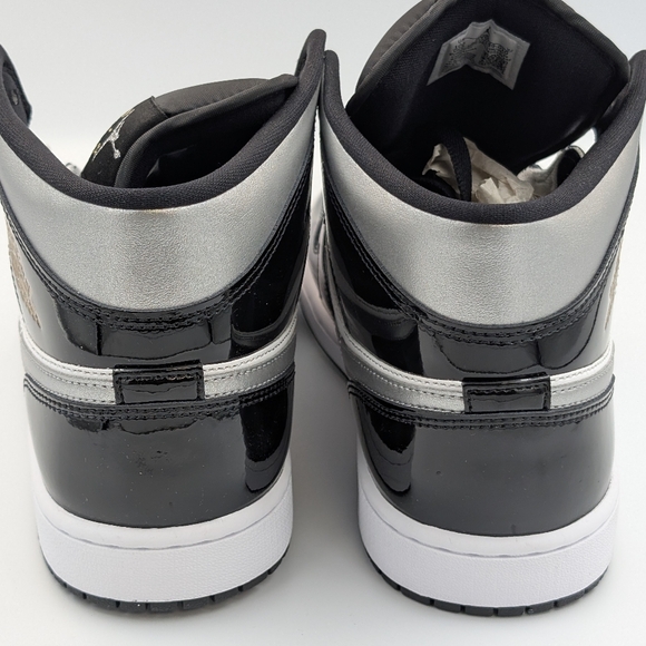Air Jordan 1 Mid SE Black Patent Silver White | Men’s Size 10.5 | No Box Lid - Picture 4 of 8